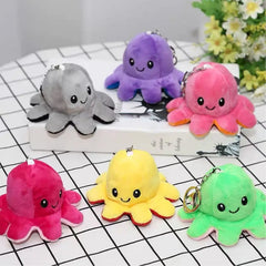 Mini Octopus Face Changing Flippy Soft Plush Keychains - Assorted