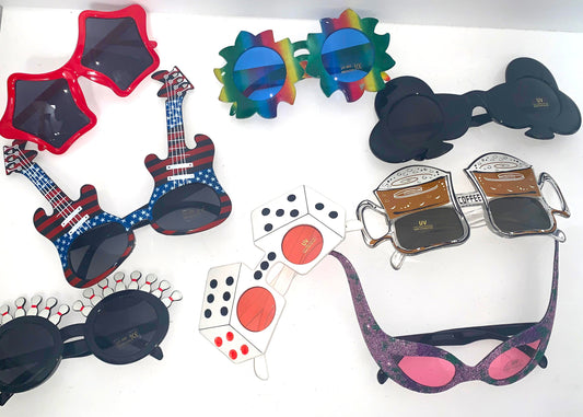 Wholesale ASSORTED CLOSEOUT STYLES NOVELTY PARTY GLASSES (Sold by the piece or dozen ) ONLY $1.00