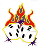 Buy SPARKLING FLAME DICE HAT / JACKET PIN *- CLOSEOUT NOW $1 EABulk Price