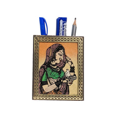 Keep Your Desk Organized with Handmade Wooden Pen Holder with Beautiful Handmade Painting