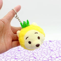 Cute Bear Pineapple Theme Soft Stuffed Plush Keychains