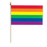 Wholesale RAINBOW CLOTH 12 X 18 INCH FLAG ON A STICK