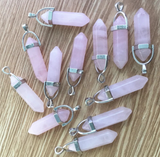 Wholesale Natural Rose Quartz Stone 1.5" Bullet Shaped Design Pendant (Sold by DZ)