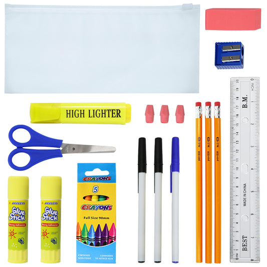 Buy 22 Piece Wholesale Basic School Supply Kits - Bulk Case of 48 Kits