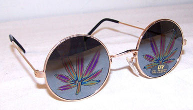 Wholesale POT LEAF MIRROR REFLECTION SUNGLASSES (Sold by the piece)