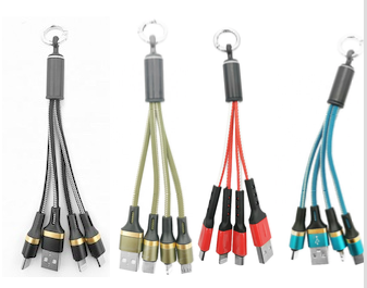 Buy 3 in 1 USB SQUID Cable Keychain Charger for Iphone, Type C, Micro USB (ASSORTED COLORS)Bulk Price