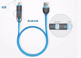 Wholesale 3ft 2-in-1 Exchangeable Head Multi Cable for Phone & Android/Micro USB - 5 Colors Available (sold by the piece or dozen)