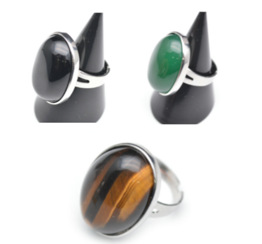Buy Agate stone adjustable metal silver rings Bulk Price