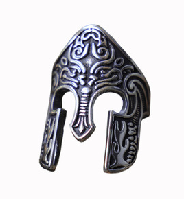 Wholesale ENGRAVED SPARTAN HELMET METAL RING (sold by the piece)