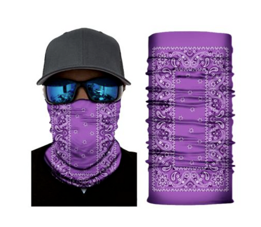 Wholesale SQUARE PURPLE PAISLEY SEAMLESS BANDANA FACE COVER TUBE MULTI FUNCTION MASK WRAPS