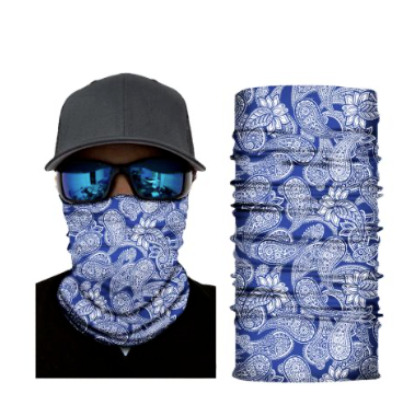 Wholesale FLORAL BLUE PAISLEY SEAMLESS BANDANA FACE COVER TUBE MULTIFUNCTION MASK WRAPS