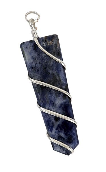 Buy LARGE FLAT SODALITE COIL WRAPPEDSTONE PENDANT (sold by the piece or bag of 10Bulk Price