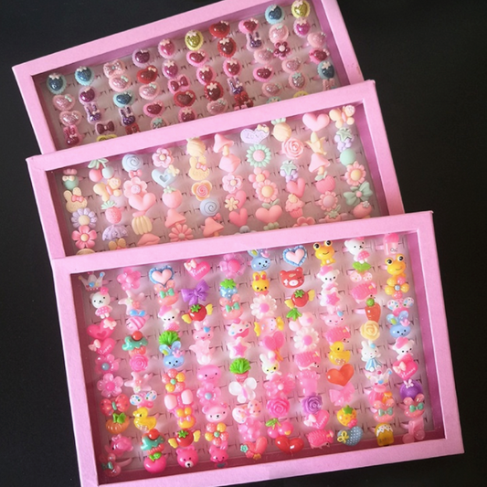 Buy Cute Plastic Kids Finger Rings * 3 STYLES* (sold by the dozen, assorted or tray of 100)Bulk Price