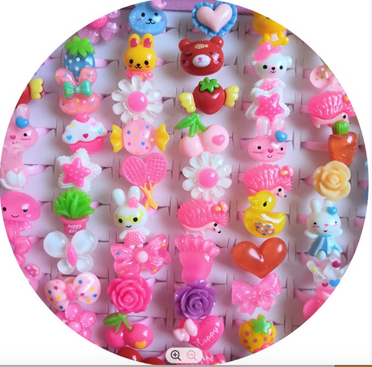 Buy Cute Plastic Kids Finger Rings * 3 STYLES* (sold by the dozen, assorted or tray of 100) Bulk Price