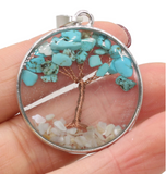 Wholesale TREE OF LIFE TURQUOISE STONE COPPER WRAPPED RESIN PENDANT