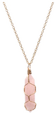 Wholesale ROSE QUARTZ WIRE WRAPPED GOLD 18" CHAIN NECKLACE ( sold by the piece or dozen)