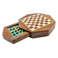 Handmade Octagon Wooden Small Chess Board