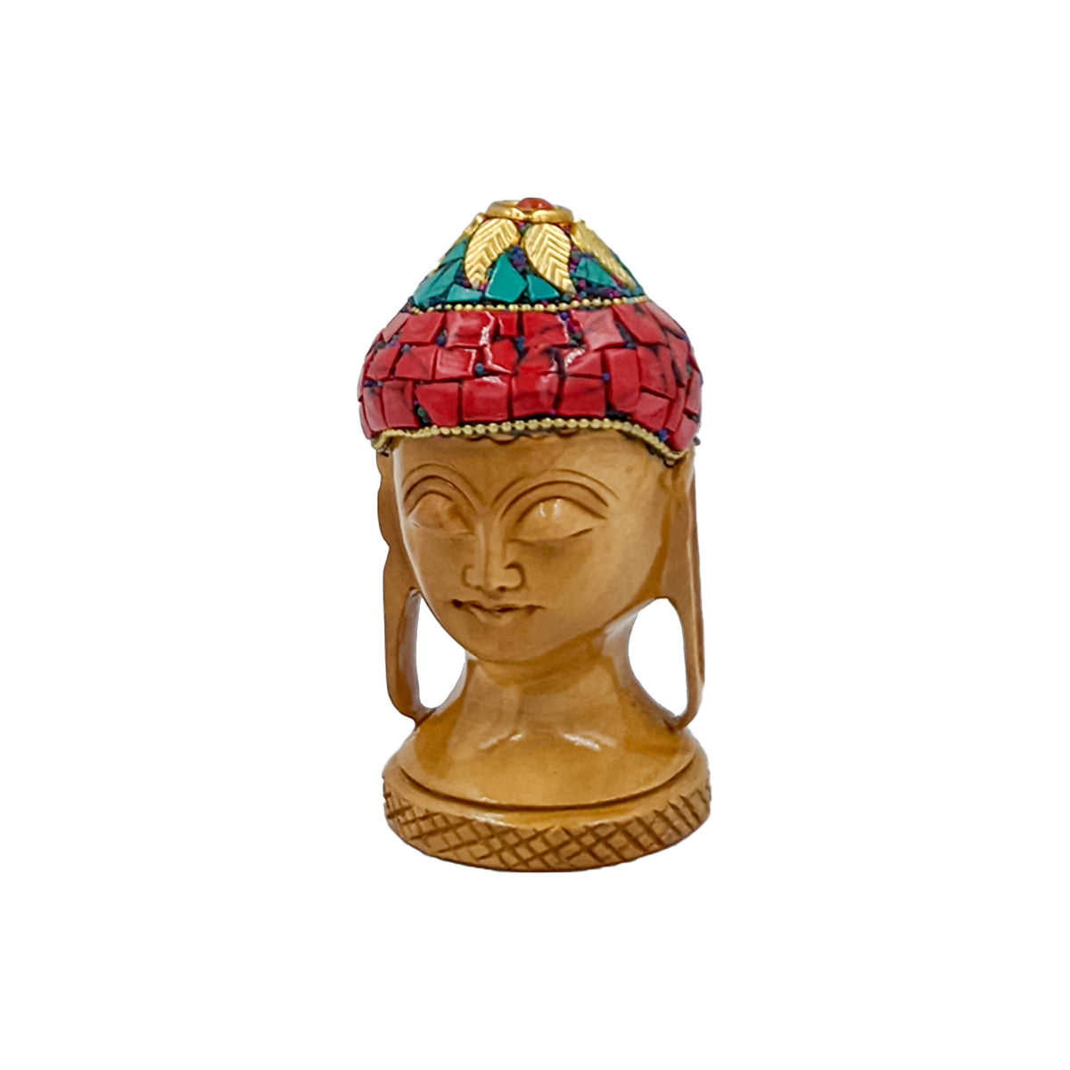Handcrafted Wooden Stone Buddha Statue