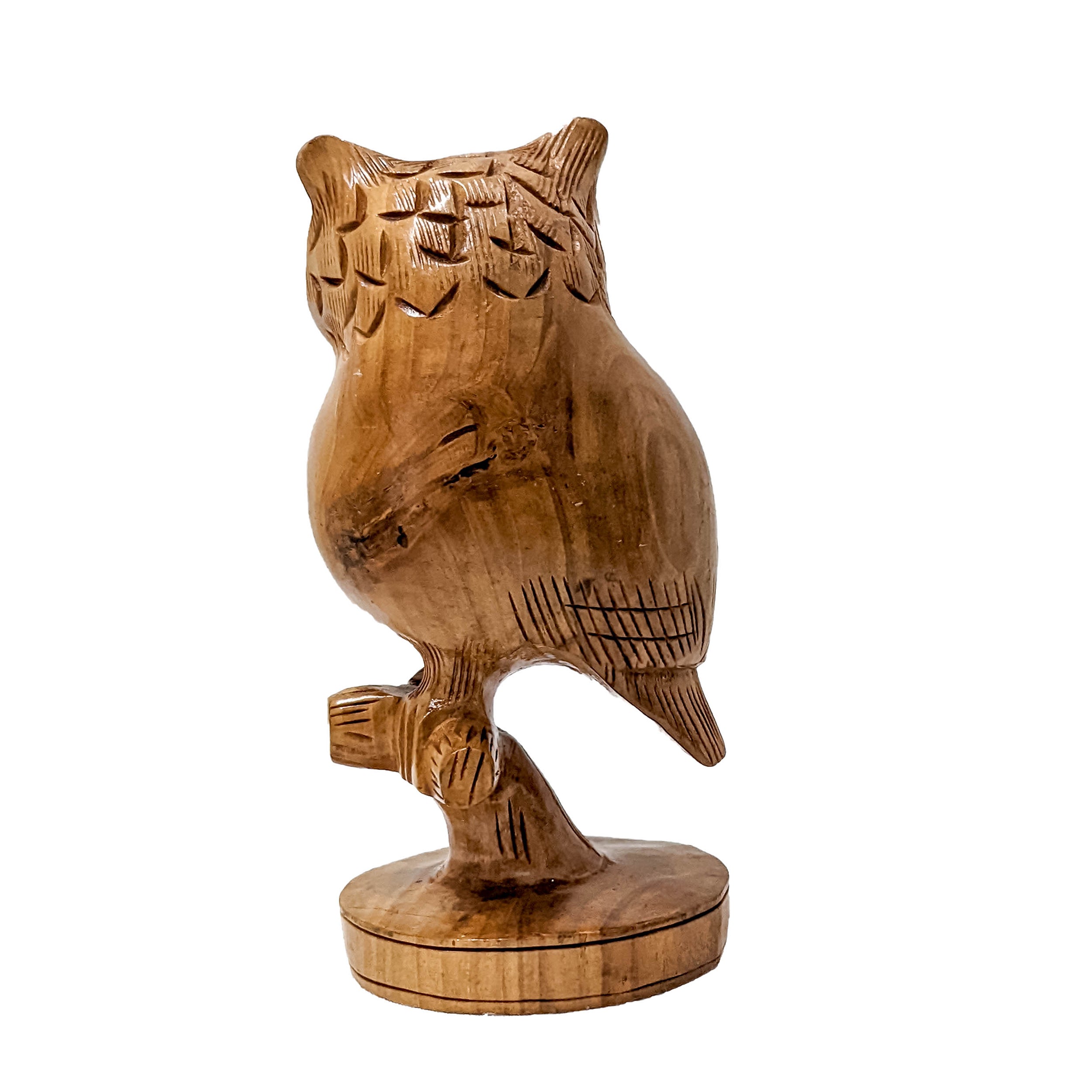 Wooden Big Stone Owl Statue