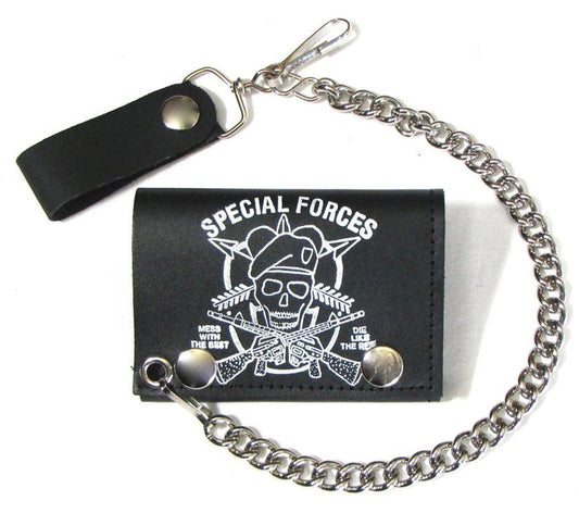 Buy SPECIAL FORCES MILITARY TRIFOLD LEATHER WALLETS WITH CHAINBulk Price