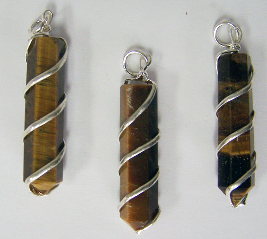 Buy TIGER EYE COIL WRAPPED POINT STONE PENDANT (sold by the piece or bag of 10Bulk Price