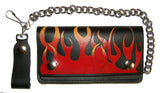 Buy RED FLAMES 6 INCH BIKER / TRUCKER LEATHER WALLET WITH CHAINBulk Price