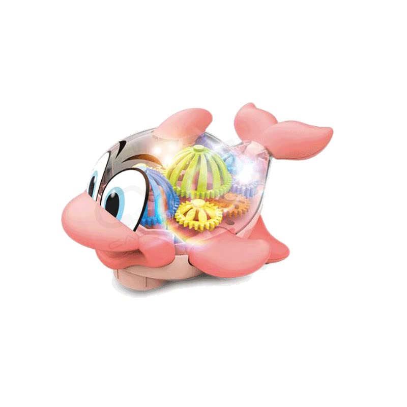 Transparent 3D Dolphin Toy - 360 Degree Rotation for Fun Playtime