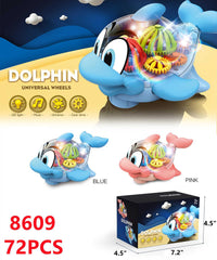 Transparent 3D Dolphin Toy - 360 Degree Rotation for Fun Playtime