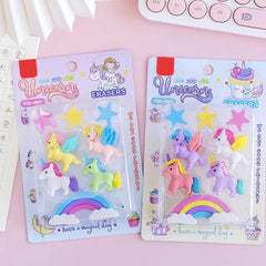 3D Rainbow Unicorn Eraser Set