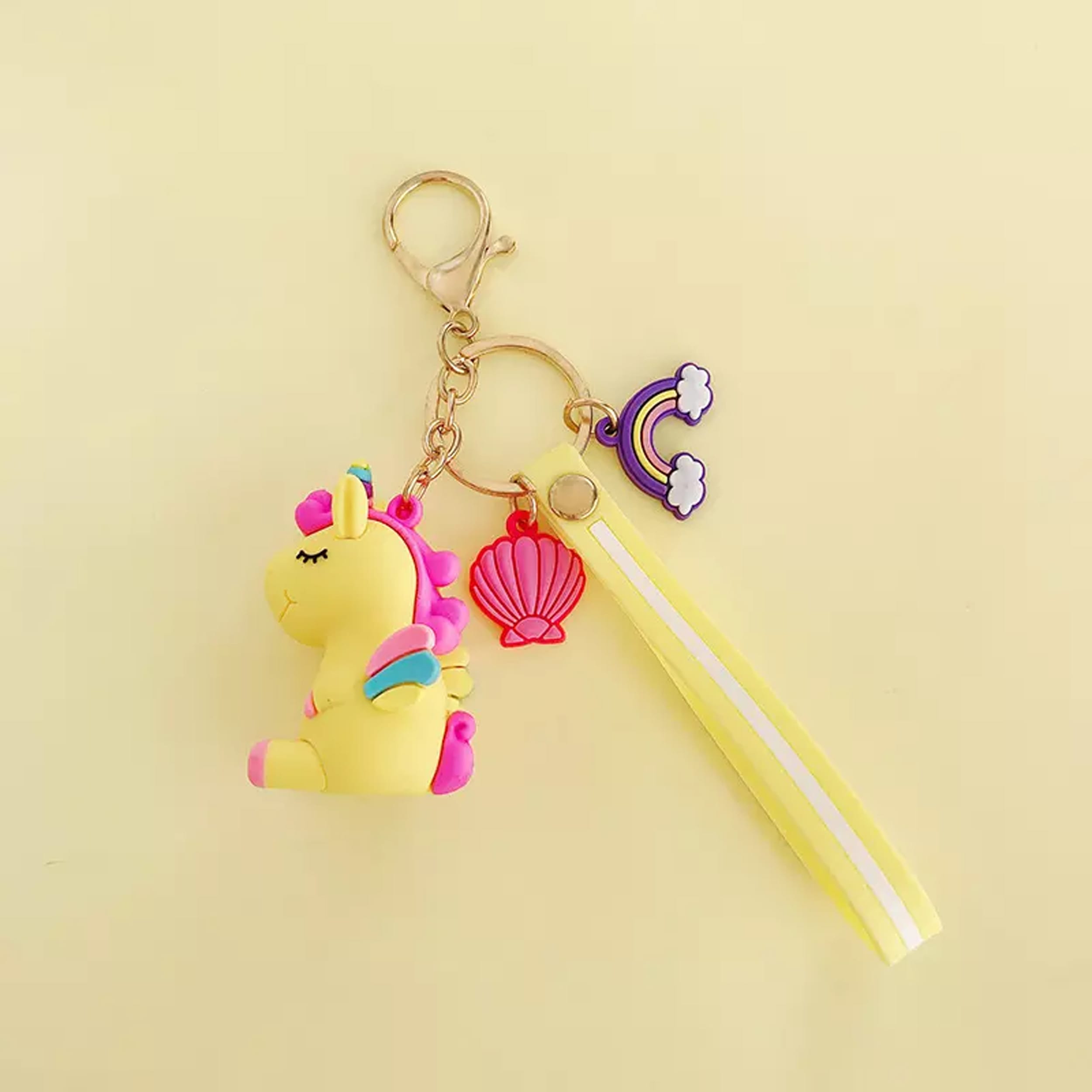 Yellow Unicorn Rubber Keychain