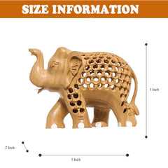 Wooden Handcrafted Simple Jali Elephant Sculpture (5 Inches)