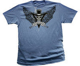 Wholesale magic SKULL HAT WING LIGHT BLUE TEE SHIRT ( sold by the piece )