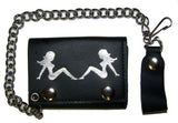Wholesale DUEL MUD FLAP GIRLS TRIFOLD LEATHER WALLET WITH CHAIN (Sold by the piece)
