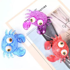 three different color water beads filled squishy crab toys