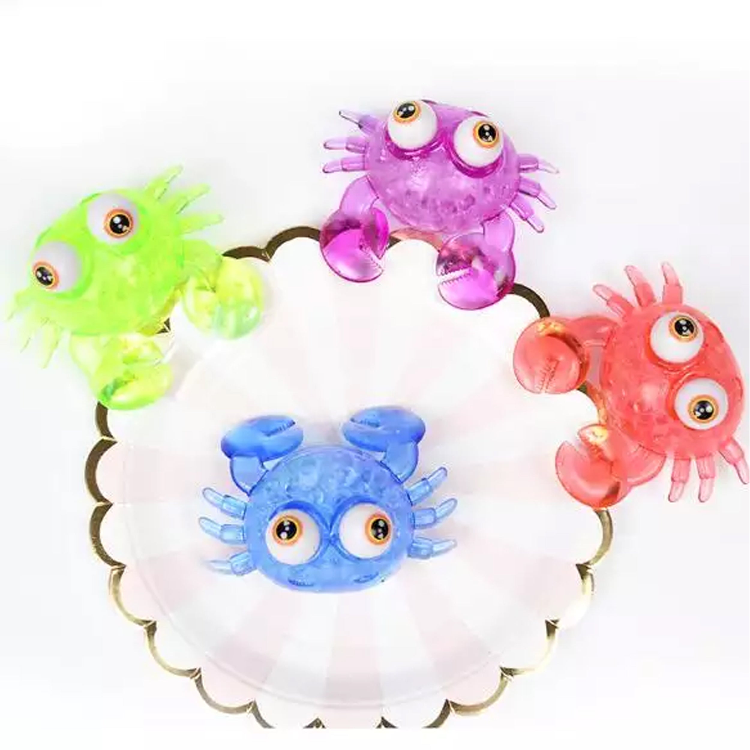 four different color water beads filled squishy crab filled fidget toys