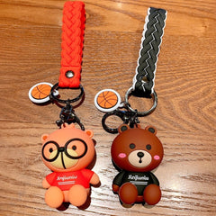 Bear Wearing Eyeglasses Keychain With Flap