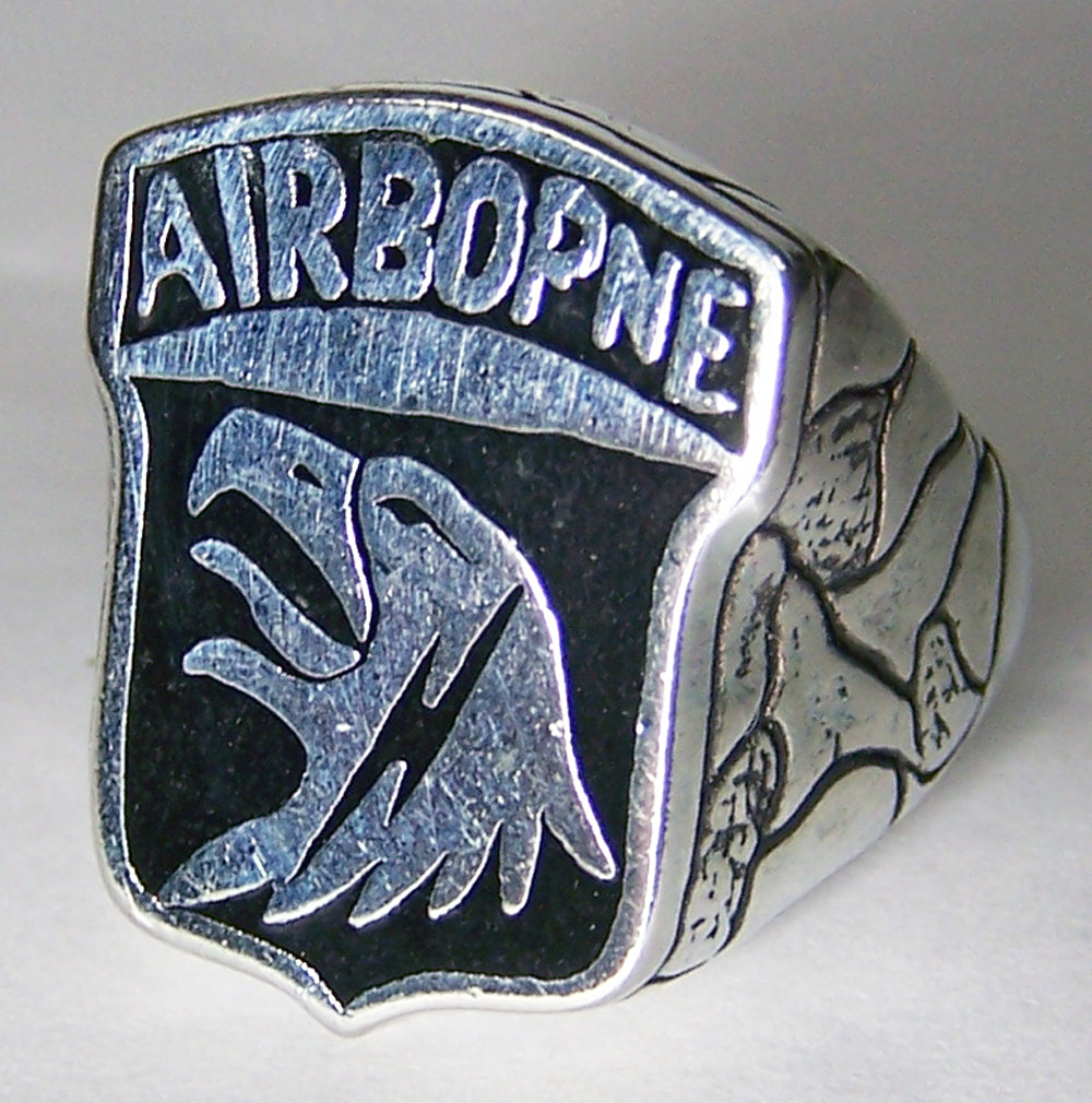 Wholesale AIRBORNE EAGLE military SILVER DELUXE BIKER RING (Sold by the piece) *