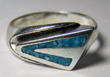Wholesale BLUE TURQUOISE NATIVE DESIGN SILVER DELUXE BIKER RING (Sold by the piece) *