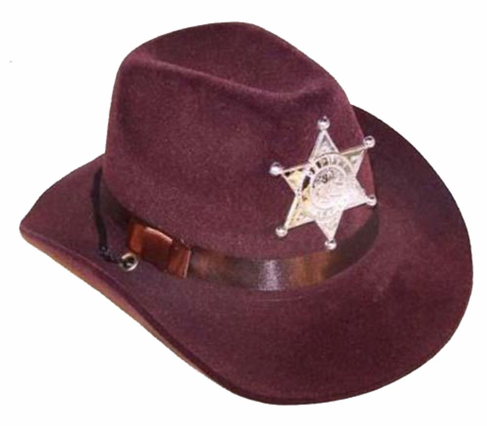 Wholesale BROWN FELT SHERIFF COWBOY HAT WITH BADGE (Sold by the piece)