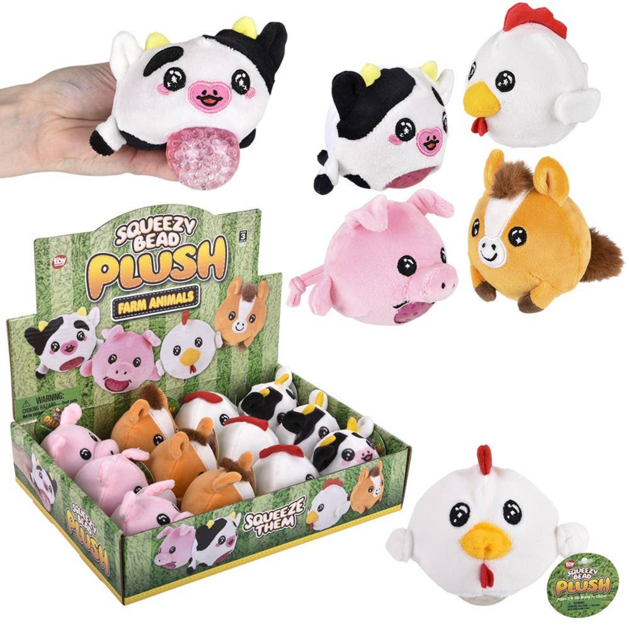 Buy 3" Farm Animal Squeezy Bead plush in Bulk
