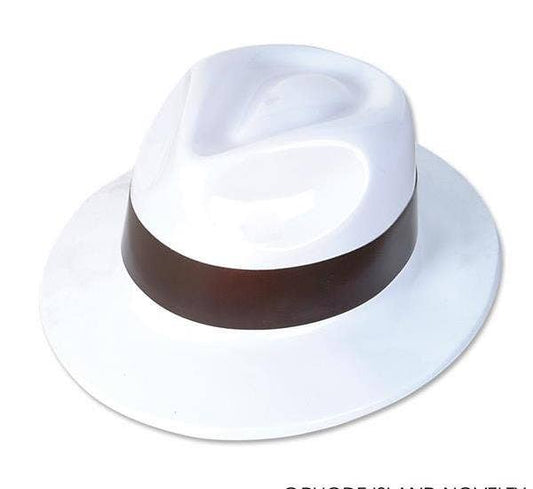 Buy WHITE GANGSTER HAT WITH BAND in Bulk