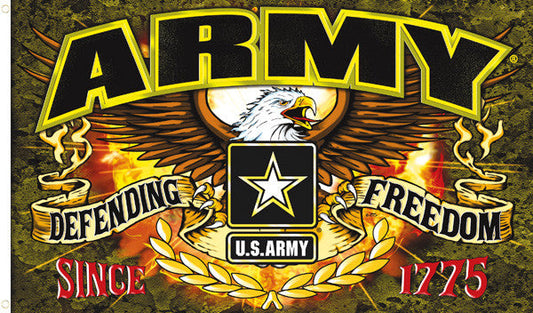 Wholesale ARMY DEFENDING FREEDOM DELUXE 3 X 5 FLAG ( sold by the piece )