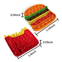 Burger and Fries pop it fidget toys dimensions