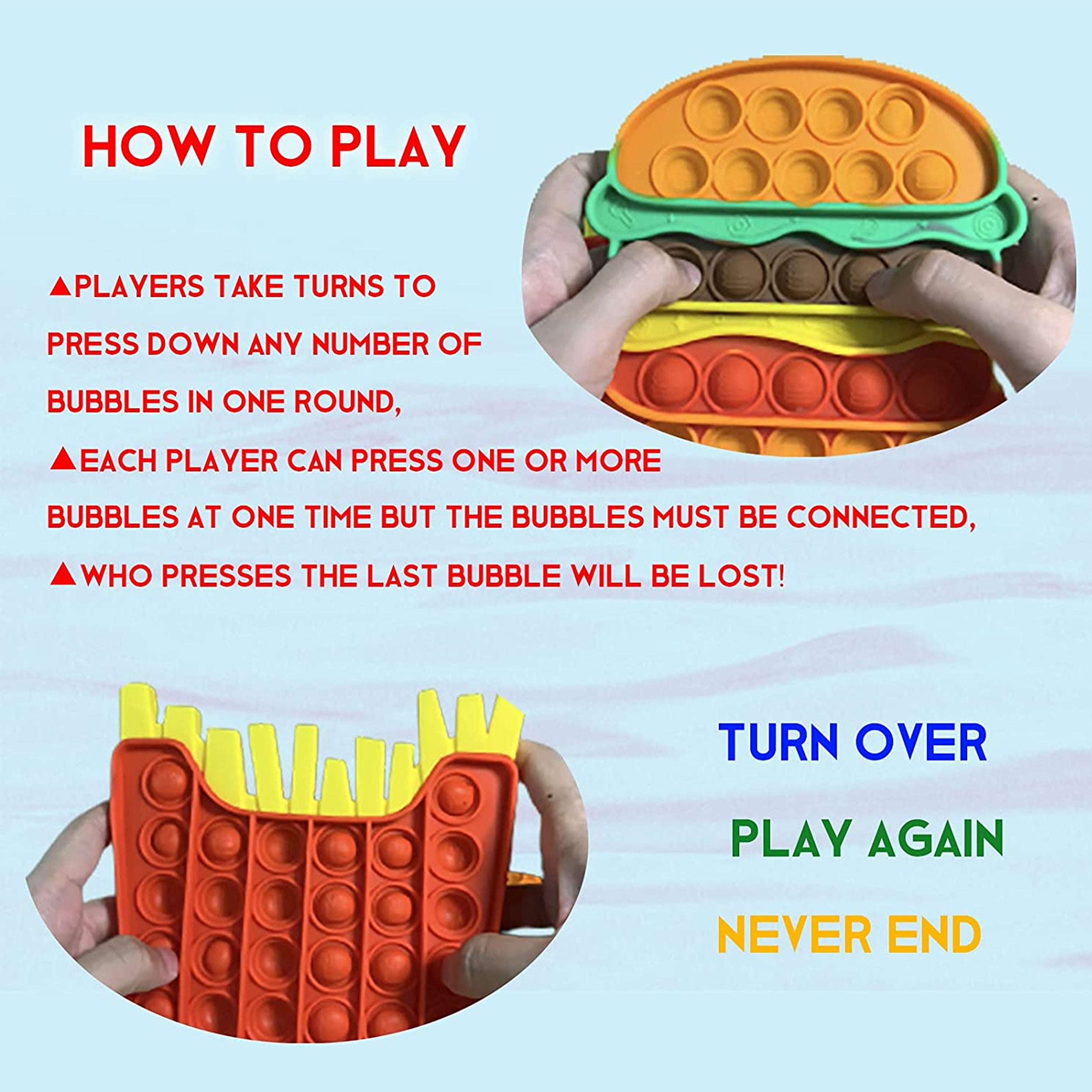 How to play with Burger and Fries pop it fidget toys