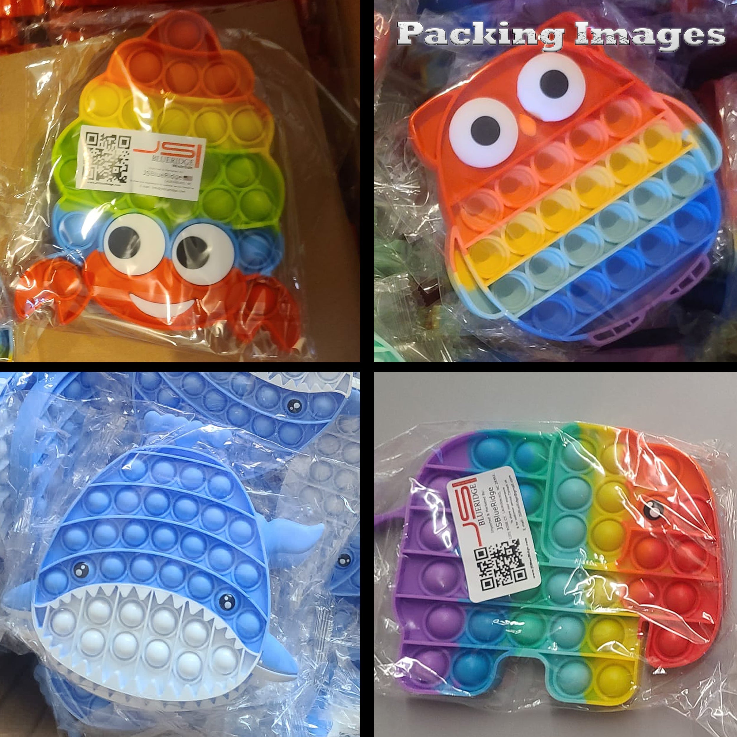 Hermit Crab, Owl, Whale, Elephant Shape Pop it Fidget Toys Packing Images