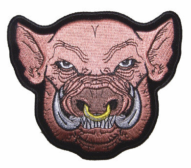 Wholesale PIG / BOAR WITH NOSE RING EMBROIDERED PATCH  (sold by the piece )