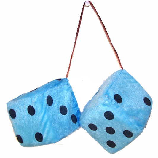 Wholesale Large Blue Plush 3-Inch Dice Soft Plush Dotted Car Interior Decoration | Pair of Dice (Sold by the dozen pair)
