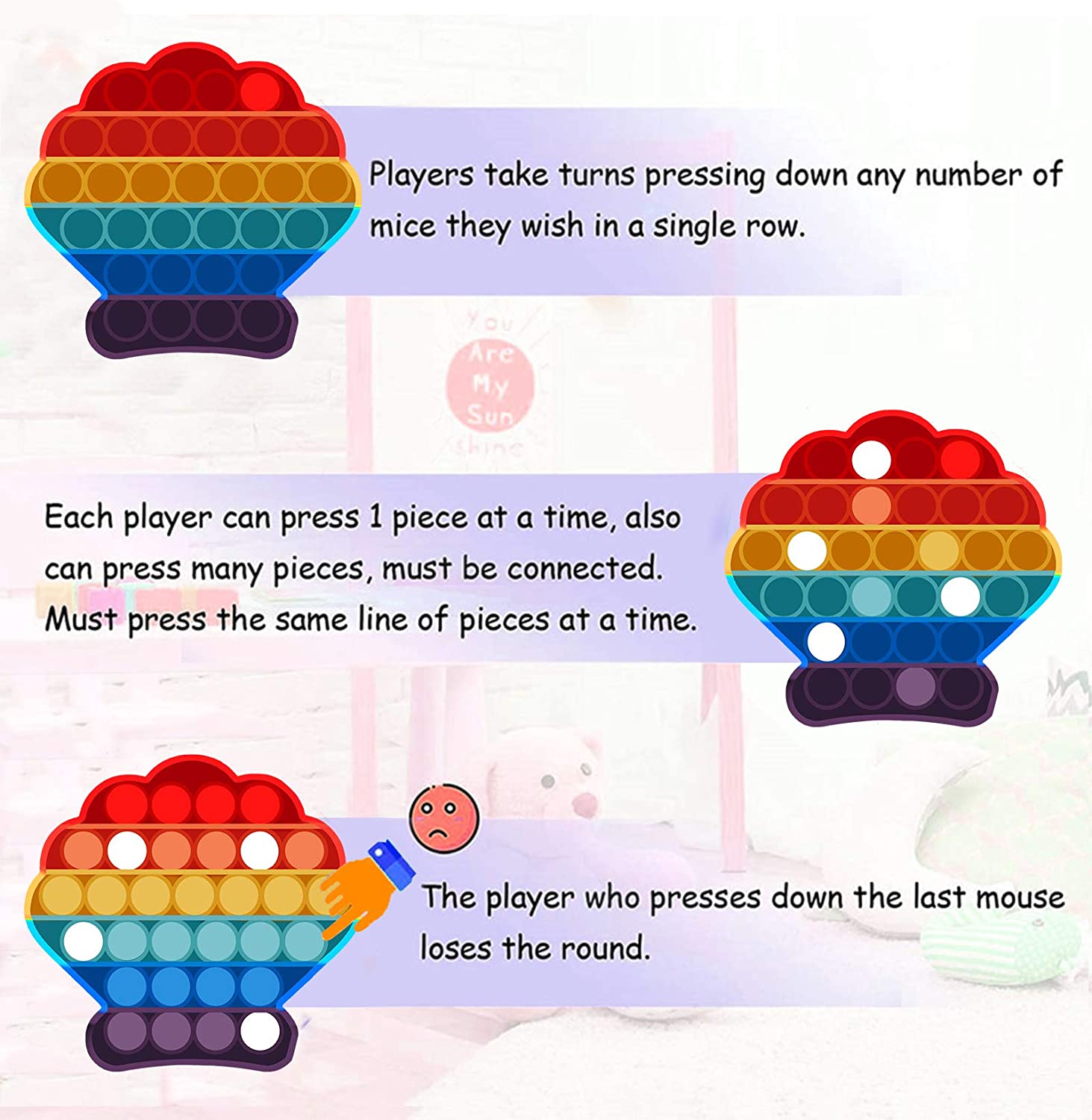 How to play with Rainbow Seashell Pop it Fidget toys