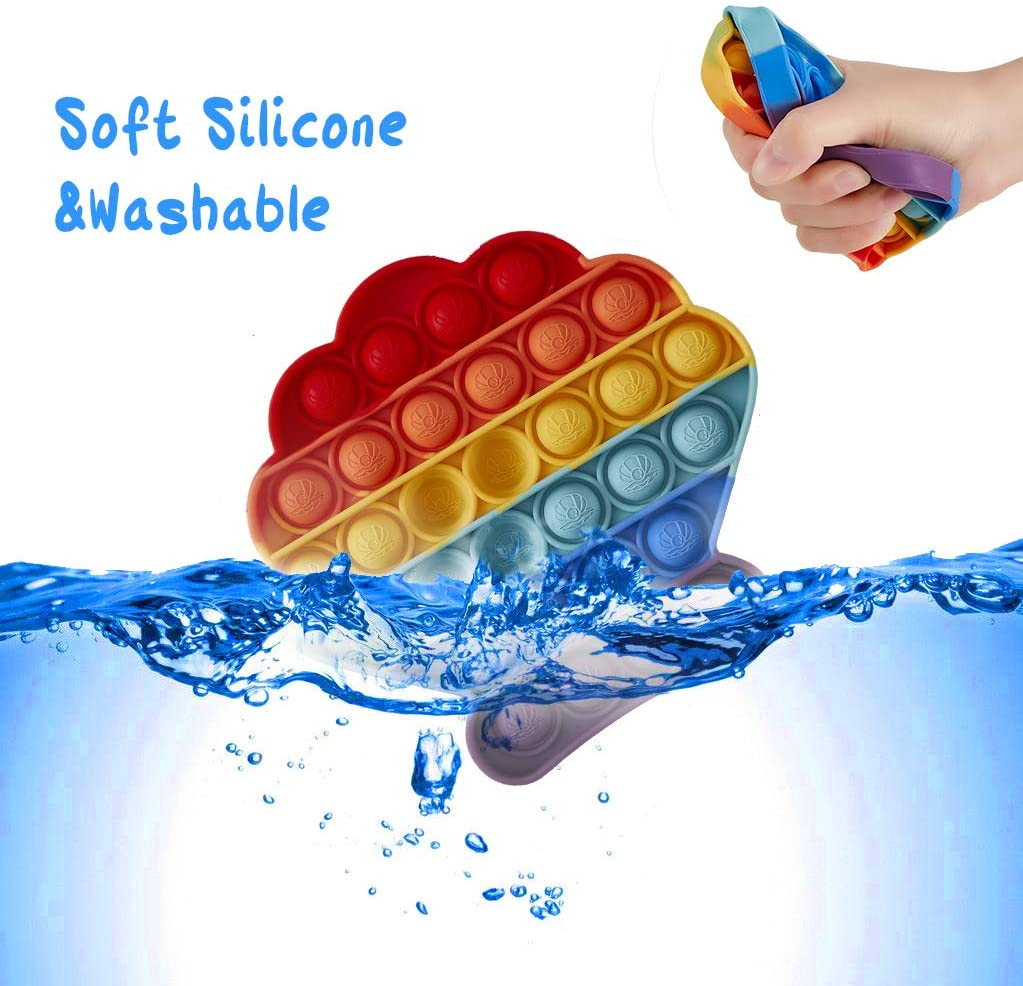 Rainbow Seashell Pop it Fidget toys is washable