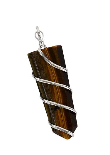 Buy LARGE 2" FLAT TIGERS EYE COIL WRAPPEDSTONE PENDANT (sold by the piece or bag of 10Bulk Price